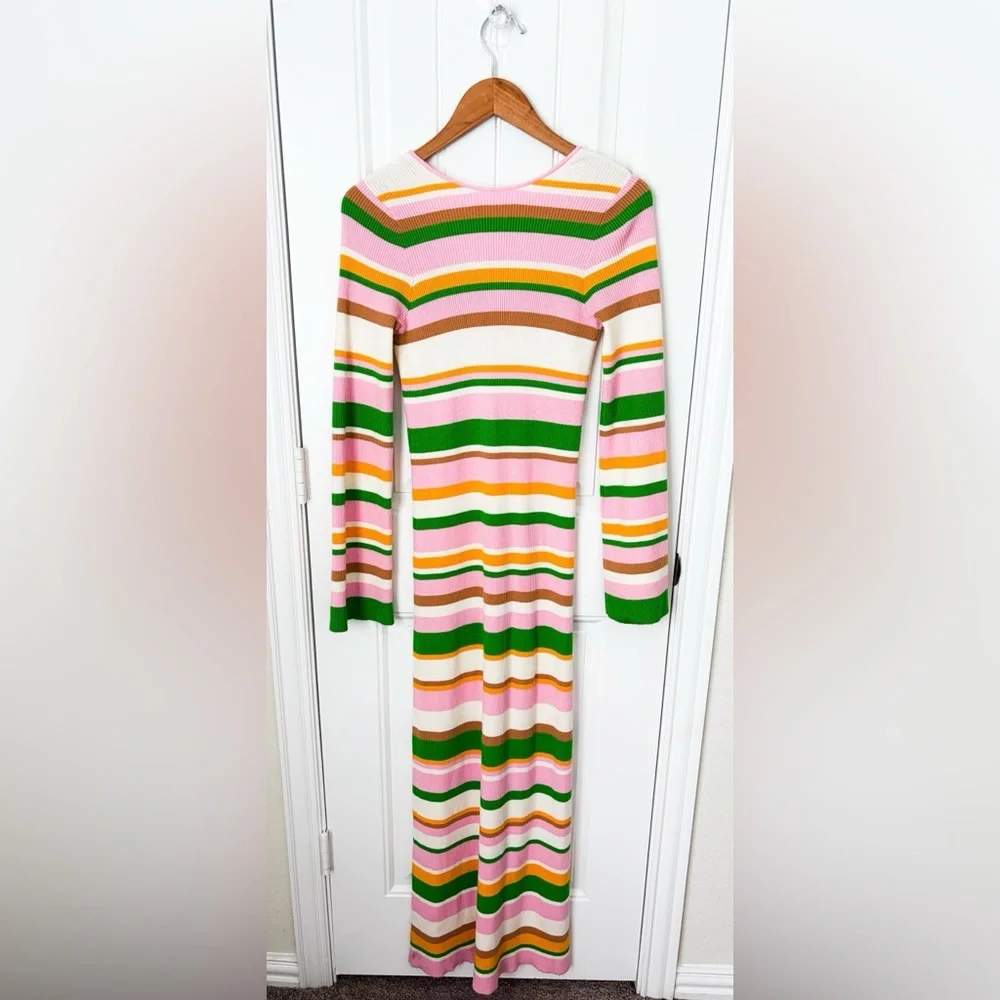 Show Me Your MuMu Vacay Maxi Dress Pink Green Stripes Size XS - Picture 3 of 3